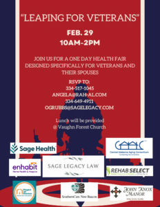 Join Central Alabama Aging Consortium, Dementia Friendly Alabama, and friends for a health fair catered to veterans and their spouses! Be sure to RSVP! Lunch will be provided! 